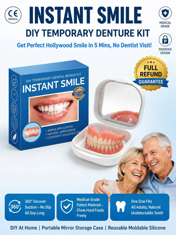 Full Set Natural Dentures Upper &Lower Silicone Fake Teeth BracesComfort Fit Instant Confidence SmileOral Care For Men Women