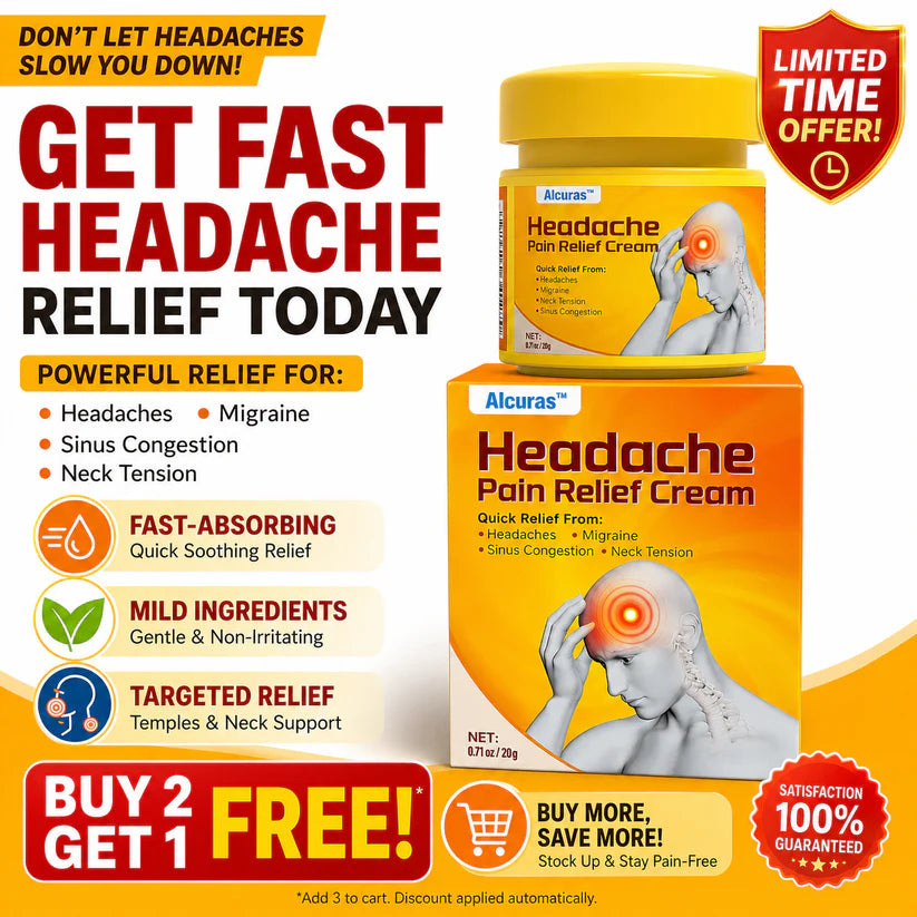 🧠 Alcuras™ Head & Neck Relief Cream ⚡ | 60-Second Fast Comfort ⏱️ | Relieves head pressure, temple pain, neck stiffness, eye strain 👀, migraine-like tension & stress fatigue 💥 | Daily relief for modern life stress 💆♀️