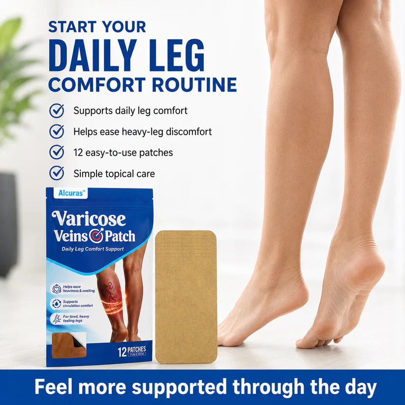 🔥 Alcuras™ Varicose Veins × Heavy Legs 6-Benefit Support Patch 🇺🇸 Apply once daily · Easy leg comfort support ✅ For visible veins, tired legs, leg heaviness, swelling, long standing, sitting, travel fatigue & more