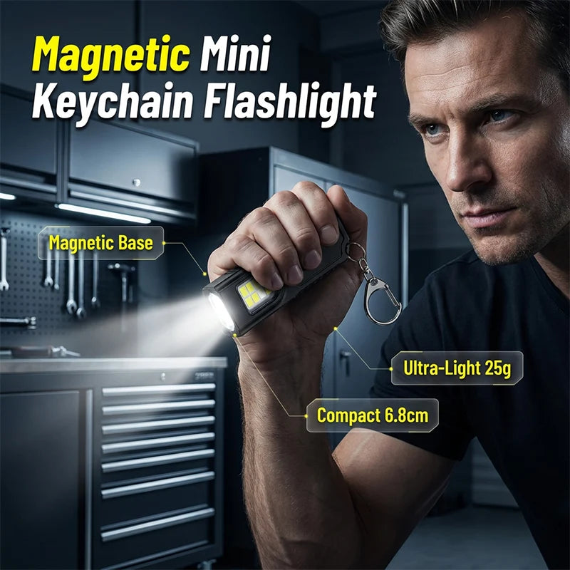 💥 [50% OFF Limited Time] 🔥 Magnetic Mini Keychain Flashlight | Ultralight (25g)