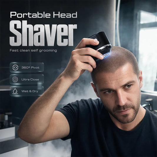 2026 HOT SALE💪 50% OFF! Men‘s Electric Head Shaver – Stainless steel blades, ergonomic self‑haircut design. 6hr battery, compact & portable. DIY buzz cut at home!