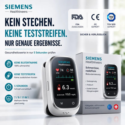 🩸 Siemens™ 11-in-1 Needle-Free Blood Glucose Monitor • No Pricking • No Test Strips • Results in Just 5 Seconds