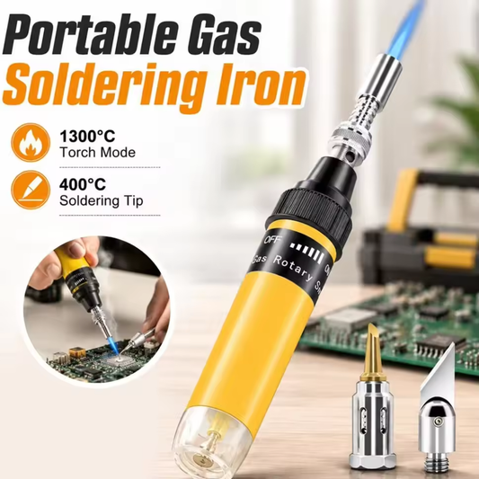 3-in-1 Portable Gas Soldering Iron Pen Cordless Butane Torch with Replaceable Tips