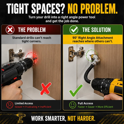 🔧 Flexible 90° Right Angle Drill Attachment – Tight Space Driver Adapter