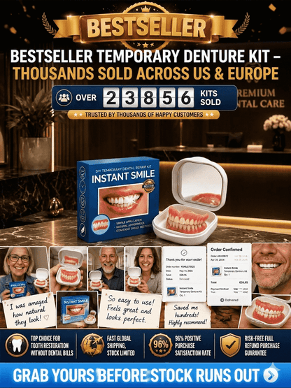 Full Set Natural Dentures Upper &Lower Silicone Fake Teeth BracesComfort Fit Instant Confidence SmileOral Care For Men Women