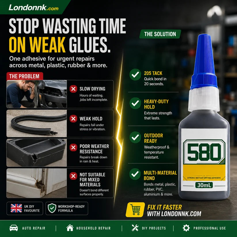 🛠️ Instant adhesive – bonds metal, plastic & rubber. 20s curing, weatherproof, shock-resistant. 30ml. 49% OFF! 🔧✨