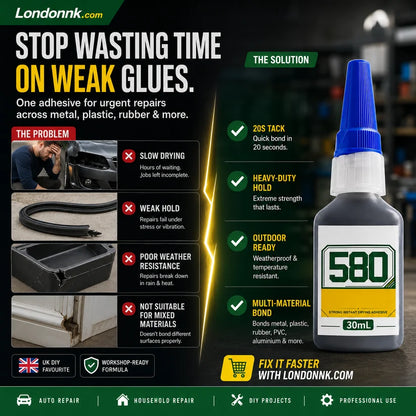 🛠️ Instant adhesive – bonds metal, plastic & rubber. 20s curing, weatherproof, shock-resistant. 30ml. 49% OFF! 🔧✨
