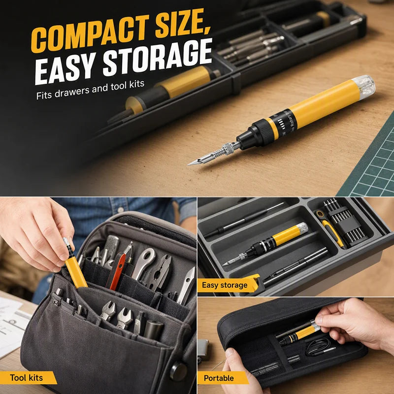 3-in-1 Portable Gas Soldering Iron Pen Cordless Butane Torch with Replaceable Tips