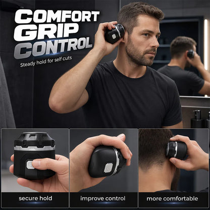 2026 HOT SALE💪 50% OFF! Men‘s Electric Head Shaver – Stainless steel blades, ergonomic self‑haircut design. 6hr battery, compact & portable. DIY buzz cut at home!