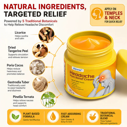 🧠 Alcuras™ Head & Neck Relief Cream ⚡ | 60-Second Fast Comfort ⏱️ | Relieves head pressure, temple pain, neck stiffness, eye strain 👀, migraine-like tension & stress fatigue 💥 | Daily relief for modern life stress 💆‍♀️