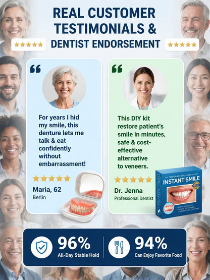 Full Set Natural Dentures Upper &Lower Silicone Fake Teeth BracesComfort Fit Instant Confidence SmileOral Care For Men Women