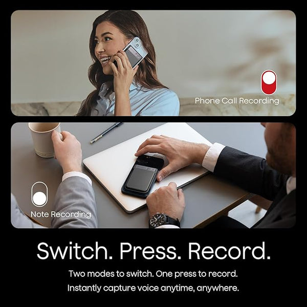 AI VOICE RECORDER DEVICE/DICTAPHONE W/CASE APP CONTROL AI TRANSCRIBE & SUMMARIZE SUPPORT 112 LANGUAGES 64GB DIGITAL AUDIO RECORDER FOR LECTURES MEETINGS CALLS