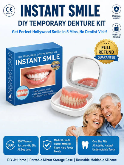 Full Set Natural Dentures Upper &Lower Silicone Fake Teeth BracesComfort Fit Instant Confidence SmileOral Care For Men Women