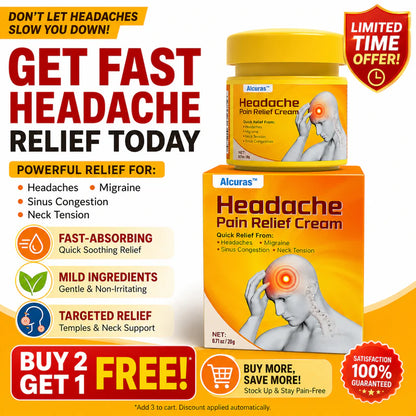 🧠 Alcuras™ Head & Neck Relief Cream ⚡ | 60-Second Fast Comfort ⏱️ | Relieves head pressure, temple pain, neck stiffness, eye strain 👀, migraine-like tension & stress fatigue 💥 | Daily relief for modern life stress 💆‍♀️