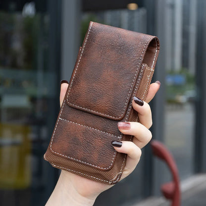 ⚡Big Discount | Waist Belt Cell Phone Pouch 📱 Multi-Pocket Leather Holster with Card Holder