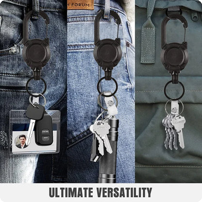 Outdoor Automatic Retractable Wire Rope Luya Anti-theft Tactical Keychain