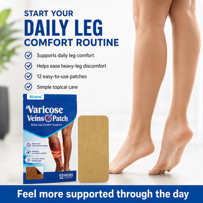 🔥 Alcuras™ Varicose Veins × Heavy Legs 6-Benefit Support Patch 🇺🇸 Apply once daily · Easy leg comfort support ✅ For visible veins, tired legs, leg heaviness, swelling, long standing, sitting, travel fatigue & more